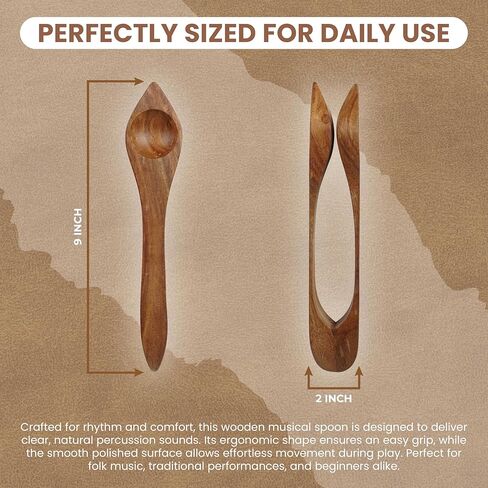 Musical Wooden Spoons – 9" Handcrafted Rosewood Folk Percussion Instrument for Irish Celtic Rhythm, Hand Percussion, Acoustic Jam, Live Music & Unique Gifts in Kuwait
