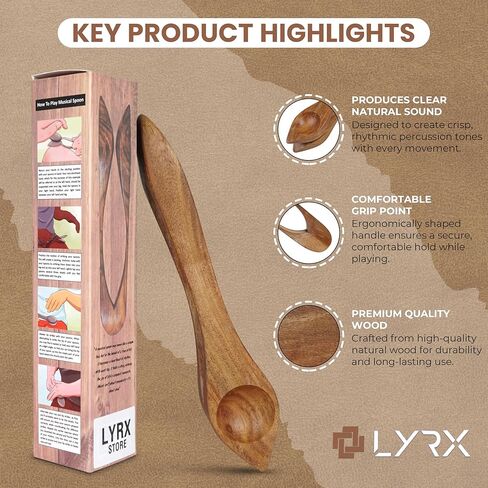 Musical Wooden Spoons – 9" Handcrafted Rosewood Folk Percussion Instrument for Irish Celtic Rhythm, Hand Percussion, Acoustic Jam, Live Music & Unique Gifts in Kuwait