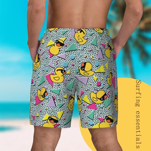 2 in 1 Mens Swim Trunks with Compression Liner 80s 90s Boardshorts Quick Dry Beach Shorts in Kuwait