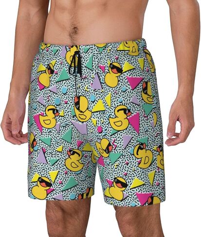 2 in 1 Mens Swim Trunks with Compression Liner 80s 90s Boardshorts Quick Dry Beach Shorts in Kuwait