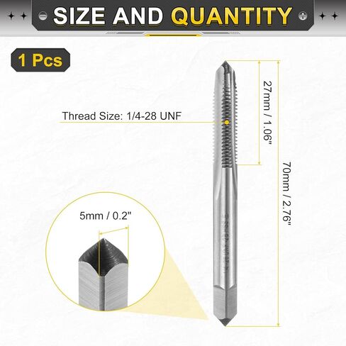 uxcell Hand Bottom Tap 1/4-28 UNF 2B Left Hand Thread Bottoming Style Threading Taps High Speed Steel HSS6542 Straight Flutes Screw Tapping Tool in Saudi Arabia