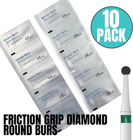 10 Pack of Diamond Burs FG Round - Multi-Use Friction Grip Burs (10 Burs Per Pack) ISO 801-010 Thru 801-021 in Various Grits in Saudi Arabia