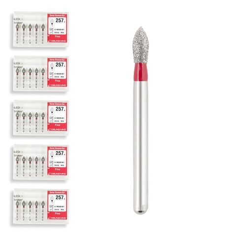 Bud, Slender 1.8 mm Dia. Fine Grit Diamond Dental Bur 25 Pcs. 257.18F2 in Saudi Arabia