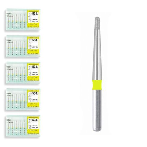 Torpedo, Long Neck 0.9 mm Dia. Extra Fine Grit Diamond Dental Bur 25 Pcs. 534.9EF1 in Saudi Arabia
