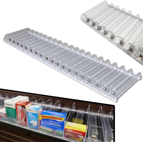 STORE FIXTURES DIRECT Auto Feed Shelf Product Pusher Kit, Adjustable Pushing System for 36" L x 12" D Shelves, 5 Pack - [70 Shelf Pushers + 75 Dividers] in Saudi Arabia