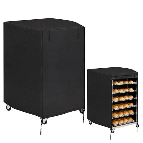 Klmnop Bun Pan Rack Cover, 10tier Sheet Bread Rack Cover with Zipper, 23"x28"x32" 420D Waterproof and Dust Resistant Bakery Racks Covers for Commercial Bread Racks(Black) in Saudi Arabia