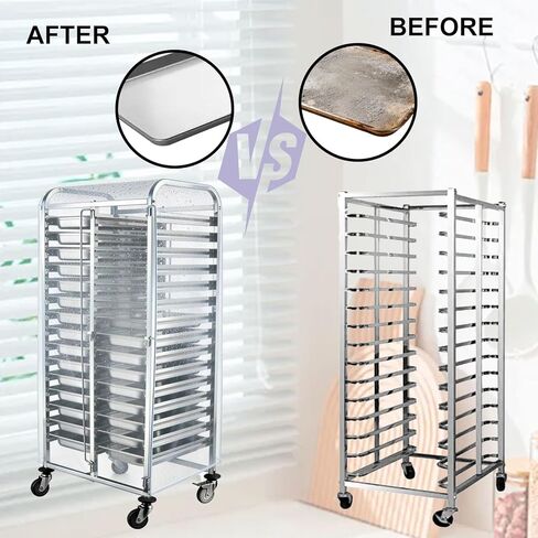 غطاء رف صينية الخبز: غطاء بولي كلوريد الفينيل سميك وشفاف مع 3 سحابات جانبية لـ 20 طبقة من رفوف المخابز التجارية، غطاء حامل خبز مقاوم للماء مقاس 23 بوصة × 28 بوصة × 61 بوصة in Kuwait