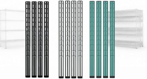 مجموعة مولفار مكونة من 4 أعمدة رفوف سلكية | تخصيص ارتفاع الأعمدة 8 "، 14" ، 27 "، 34" ، 54 "، 64" ، 74 "، 86" ، أو 96 "أعمدة رفوف سلكية قابلة للتعديل in Kuwait