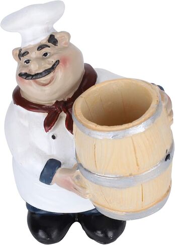 Cute Toothpick Holder, Chef Kitchen Decor, Decorative Resin Toothpick Holder, Italian Chef Statue Toothpick Dispenser 4.1x3 Inch, Funny Fat Chef Home Decoration in Saudi Arabia
