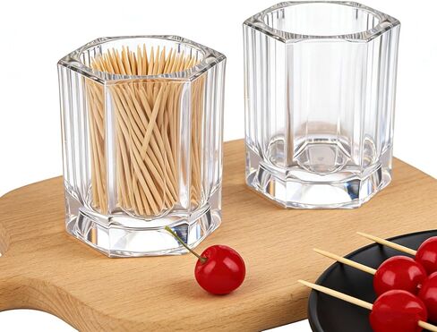 4 Pack Acrylic Toothpick Holder, Rhombus Decorative Dispenser for Cocktail Picks & Fruit Forks, Portable Table Toothpick Box, Clear in Kuwait