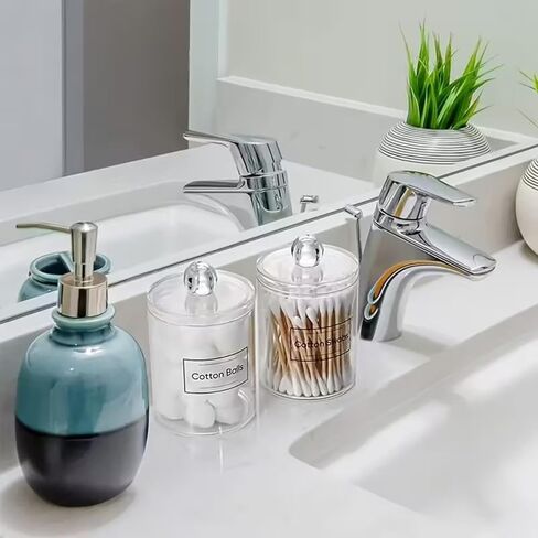 1Pcs Acrylic Transparent Swab Holder With Round Handle Cover, Toothpick Storage Container, Makeup Swab Box in Saudi Arabia