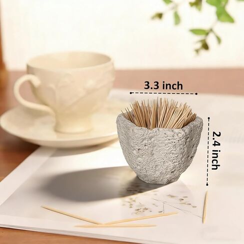 Concrete Toothpick Holder Dispenser with 200 Picks,Toothpick Dispenser for Kitchen Home Restaurant Dining Room Birthday Hostess Thanksgiving Christmas Gift for Friend Family Concrete Decoration in Kuwait