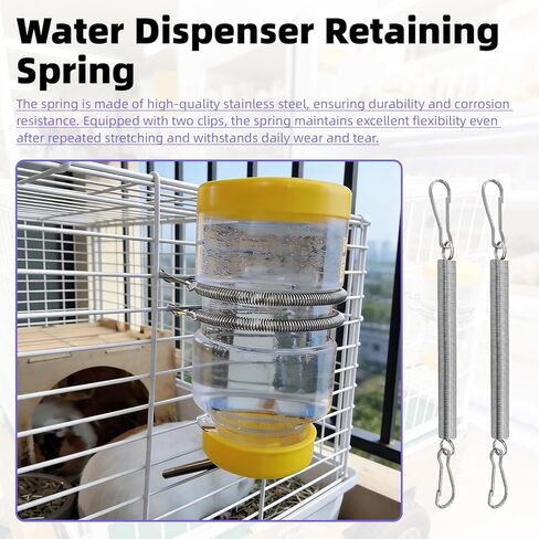 10 Pcs Extension Spring with 2 Clips Hold Small Animals Water Dispenser and 40 PCS Spring Latch for Cages for Fixing Pet Cage Door Rabbit, Wire Cage, Guinea Pig, Squirrel in Kuwait