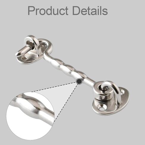Cabin Hook And Eye Latch Sturdy Door Hook Lock Stainless Steel Accessories Easy Installation Secure Function Suitable for Marine Use Home Office Cabin in Kuwait