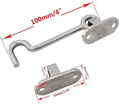 Cabin Hook And Eye Latch Sturdy Door Hook Lock Stainless Steel Accessories Easy Installation Secure Function Suitable for Marine Use Home Office Cabin in Kuwait