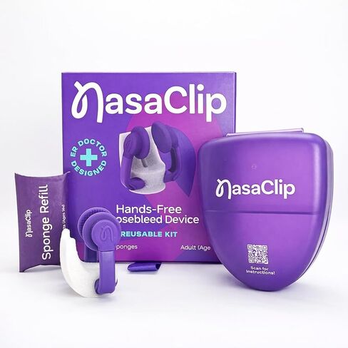 Nosebleed Treatment for Kids 2-13 – Hands-Free Nasal Relief, Stop a Nosebleed Fast – ER Doctor Designed for Healthcare Pro, Sports or Home Use – 1 Reusable Device with 7 Sponges & Case in Saudi Arabia