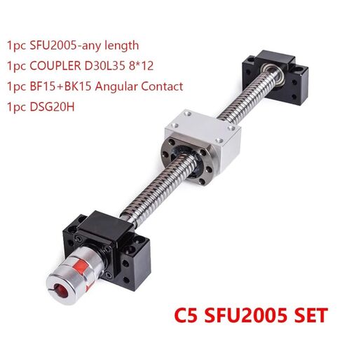 1PCS C5 Ballscrew SFU2005 Set End Machined+Ballnut+Nut Housing BK/BF15 End Support+Coupler RM2005 Ballscrew(1500mm) in Saudi Arabia