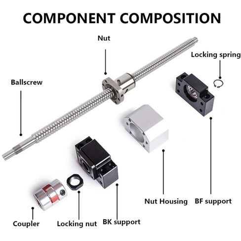 1PCS C5 Ballscrew SFU2005 Set End Machined+Ballnut+Nut Housing BK/BF15 End Support+Coupler RM2005 Ballscrew(1500mm) in Saudi Arabia