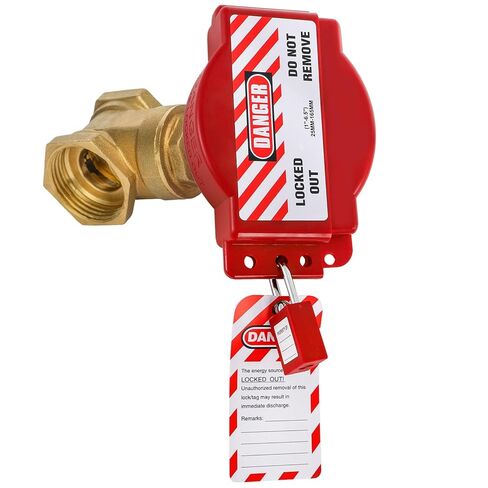 Frcctre 2 Pack Gate Valve Lockout, Red Valve Lockout for 1 to 6-1/2 inch Diameter Valve Handles, Secure Lock Device for Outdoor Water Faucet Knob, Propane Tank, Gas Valve in Saudi Arabia