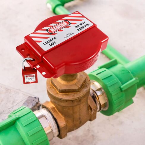 Frcctre 2 Pack Gate Valve Lockout, Red Valve Lockout for 1 to 6-1/2 inch Diameter Valve Handles, Secure Lock Device for Outdoor Water Faucet Knob, Propane Tank, Gas Valve in Saudi Arabia