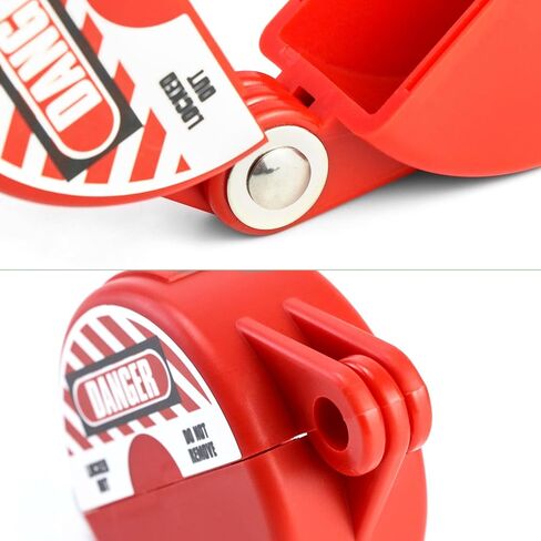 QWORK Gate Valve Lockout with Safety Padlock, Impact-Resistant, Waterproof, and Non-Conductive, Red, Fits 1 to 2-1/2 Inch Handles in Kuwait