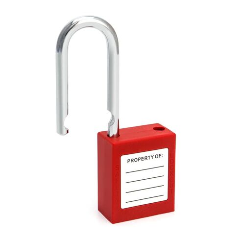 QWORK Gate Valve Lockout with Safety Padlock, Impact-Resistant, Waterproof, and Non-Conductive, Red, Fits 1 to 2-1/2 Inch Handles in Kuwait