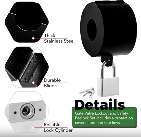 Gate Valve Locking Device with Lock, NPBIYOYG Outdoor Faucet Water Spigot Hose Bib Lock to Prevent Water Theft, for 1-1/2 to 3 in Dia Valve Handles (Black) in Kuwait