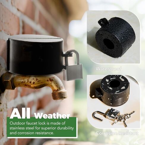 Gate Valve Locking Device with Lock, NPBIYOYG Outdoor Faucet Water Spigot Hose Bib Lock to Prevent Water Theft, for 1-1/2 to 3 in Dia Valve Handles (Black) in Kuwait