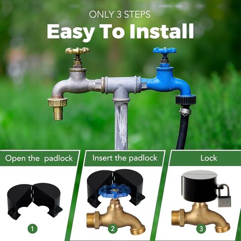 Gate Valve Locking Device with Lock, NPBIYOYG Outdoor Faucet Water Spigot Hose Bib Lock to Prevent Water Theft, for 1-1/2 to 3 in Dia Valve Handles (Black) in Kuwait