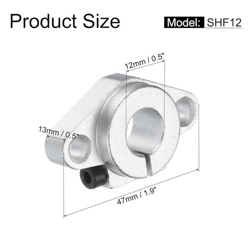 uxcell 2pcs SHF12 Aluminum Linear Rod Rail Shaft Support for 12mm Diameter Shaft, Linear Motion Rail Guides Mounting Bracket for CNC Machine, 3D Printer, Automation Equipment, Silver Tone in Kuwait