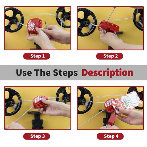 2 Pack Lockout Tagout Cable Lock,6.5ft Length Adjustable Safety Hasp Locks 4 Key Hole Lockout Tag Out 3/16" Diameter Stainless Loto Padlock OSHA Compliant in Kuwait