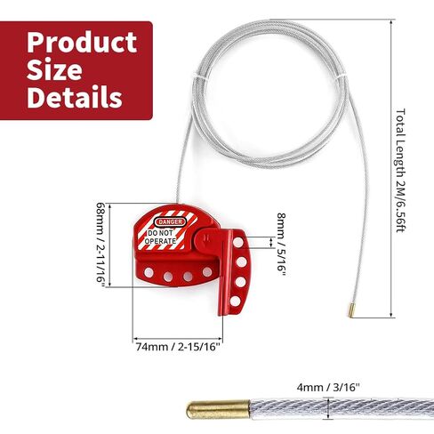2 Pack Lockout Tagout Cable Lock,6.5ft Length Adjustable Safety Hasp Locks 4 Key Hole Lockout Tag Out 3/16" Diameter Stainless Loto Padlock OSHA Compliant in Kuwait