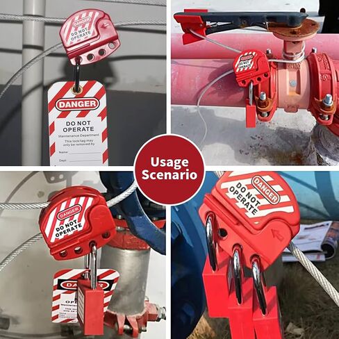 2 Pack Lockout Tagout Cable Lock,6.5ft Length Adjustable Safety Hasp Locks 4 Key Hole Lockout Tag Out 3/16" Diameter Stainless Loto Padlock OSHA Compliant in Kuwait