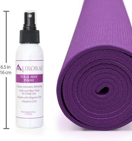 منظف ​​غسول سجادة اليوغا الطبيعي والعضوي من أورورا، 4 أونصة سائلة، آمن، ينظف، يستعيد وينعش. صُنع محليًا في الولايات المتحدة الأمريكية in Kuwait