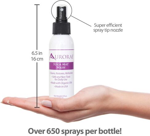 منظف ​​غسول سجادة اليوغا الطبيعي والعضوي من أورورا، 4 أونصة سائلة، آمن، ينظف، يستعيد وينعش. صُنع محليًا في الولايات المتحدة الأمريكية in Kuwait