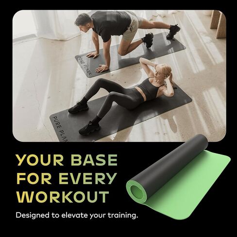 Reversible Yoga Mat - 5mm Thick Dual Sided Non-Slip Exercise Mat Made with 100% Recyclable Natural Rubber Eco-Friendly Fitness Pad for Core Training, HIIT, Pilates & Home Gym 26x71" in Saudi Arabia