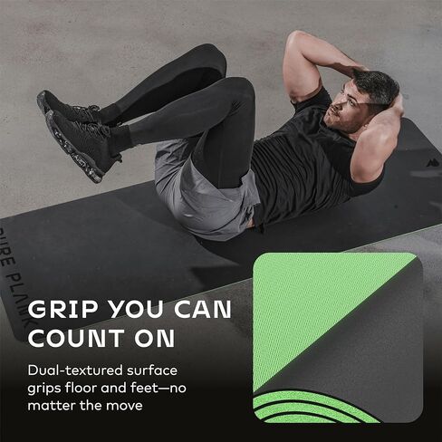 Reversible Yoga Mat - 5mm Thick Dual Sided Non-Slip Exercise Mat Made with 100% Recyclable Natural Rubber Eco-Friendly Fitness Pad for Core Training, HIIT, Pilates & Home Gym 26x71" in Saudi Arabia