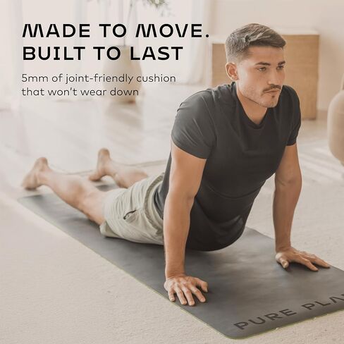 Reversible Yoga Mat - 5mm Thick Dual Sided Non-Slip Exercise Mat Made with 100% Recyclable Natural Rubber Eco-Friendly Fitness Pad for Core Training, HIIT, Pilates & Home Gym 26x71" in Saudi Arabia