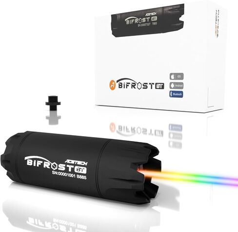 وحدة تتبع ACETECH Airsoft Pistol/Riffle RGB مع تطبيق بلوتوث للتحكم Bifrost BT 14 مم CCW خيط سلبي مع محول M14- إلى M11+ يتوهج في اللون الأخضر الداكن/الأحمر BB LED تأثير إضاءة RGB in Kuwait