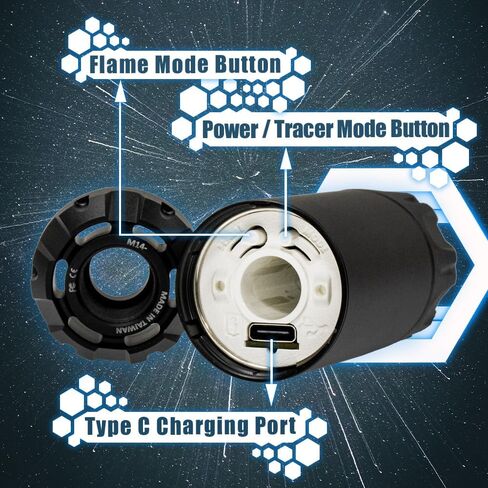 وحدة تتبع ACETECH Airsoft Pistol/Riffle RGB مع تطبيق بلوتوث للتحكم Bifrost BT 14 مم CCW خيط سلبي مع محول M14- إلى M11+ يتوهج في اللون الأخضر الداكن/الأحمر BB LED تأثير إضاءة RGB in Kuwait