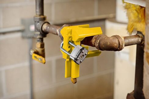 Brady Prinzing Ball Valve Lockout, Large, for 2"-8" Outside Pipe Diameter, Yellow in Kuwait