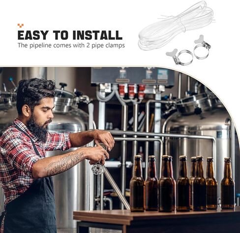أنابيب Co2 عالية القوة 2 متر من Luxshiny مع 2 مشابك خرطوم مرنة من البولي يوريثان أنبوب تخمير لتوزيع البيرة معدات صنع البيرة المنزلية in Saudi Arabia