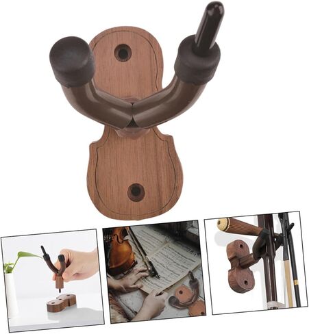Wall Mounted Violin Hanger Rack with Walnut Base Space Saving Hook for Erhu and String Instruments Compact Lightweight Storage Holder for Home Studio in Saudi Arabia