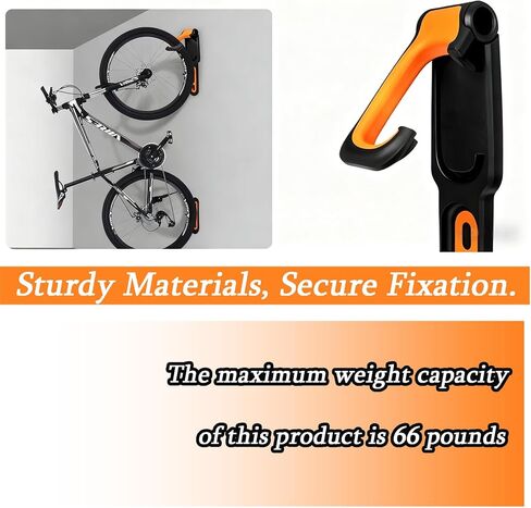 وحدة تخزين مرآب مثبتة على جدار الدراجة - شماعة دراجة قابلة للدوران، رف عمودي موفر للمساحة يحمل ما يصل إلى 66 رطلاً، سهل التركيب in Kuwait