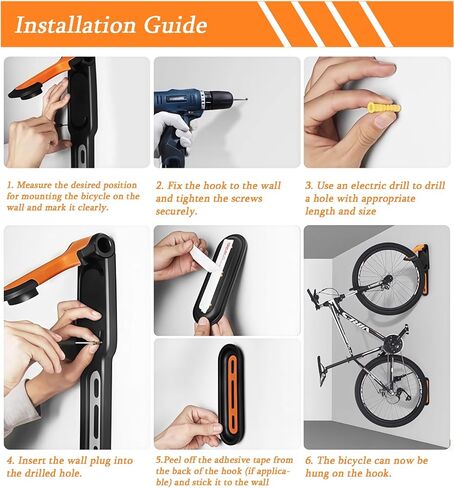 وحدة تخزين مرآب مثبتة على جدار الدراجة - شماعة دراجة قابلة للدوران، رف عمودي موفر للمساحة يحمل ما يصل إلى 66 رطلاً، سهل التركيب in Kuwait