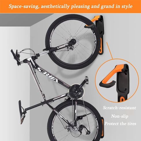 وحدة تخزين مرآب مثبتة على جدار الدراجة - شماعة دراجة قابلة للدوران، رف عمودي موفر للمساحة يحمل ما يصل إلى 66 رطلاً، سهل التركيب in Kuwait