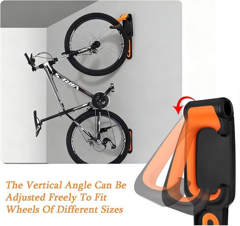 وحدة تخزين مرآب مثبتة على جدار الدراجة - شماعة دراجة قابلة للدوران، رف عمودي موفر للمساحة يحمل ما يصل إلى 66 رطلاً، سهل التركيب in Kuwait