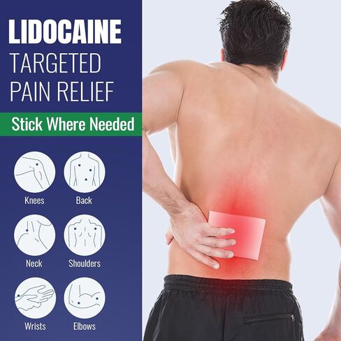 ZEEY 4% Lidocaine Pain Relief Patches, with 1% Menthol Maximum Strength OTC, for Back, Knee, Neck, Shoulders, Joints, Muscle Soreness, Fast Acting, Long Lasting, Large Gel Patch, 5.5" x 3.94", 20Ct in Saudi Arabia