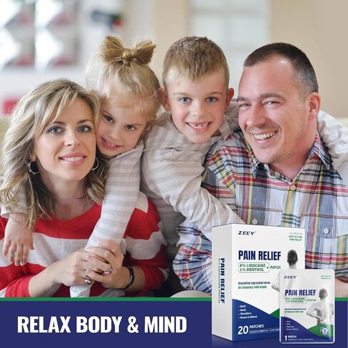 ZEEY 4% Lidocaine Pain Relief Patches, with 1% Menthol Maximum Strength OTC, for Back, Knee, Neck, Shoulders, Joints, Muscle Soreness, Fast Acting, Long Lasting, Large Gel Patch, 5.5" x 3.94", 20Ct in Saudi Arabia