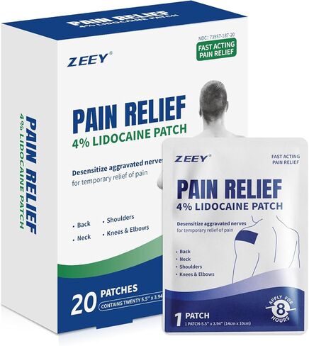 ZEEY 4% Lidocaine Pain Relief Patches, Maximum Strength OTC, for Back, Knee, Neck, Shoulders, Joints, Muscle Soreness, Fast Acting, Topical Anesthetic, Large Gel Patch, 5.5" x 3.94", 20Ct in Saudi Arabia